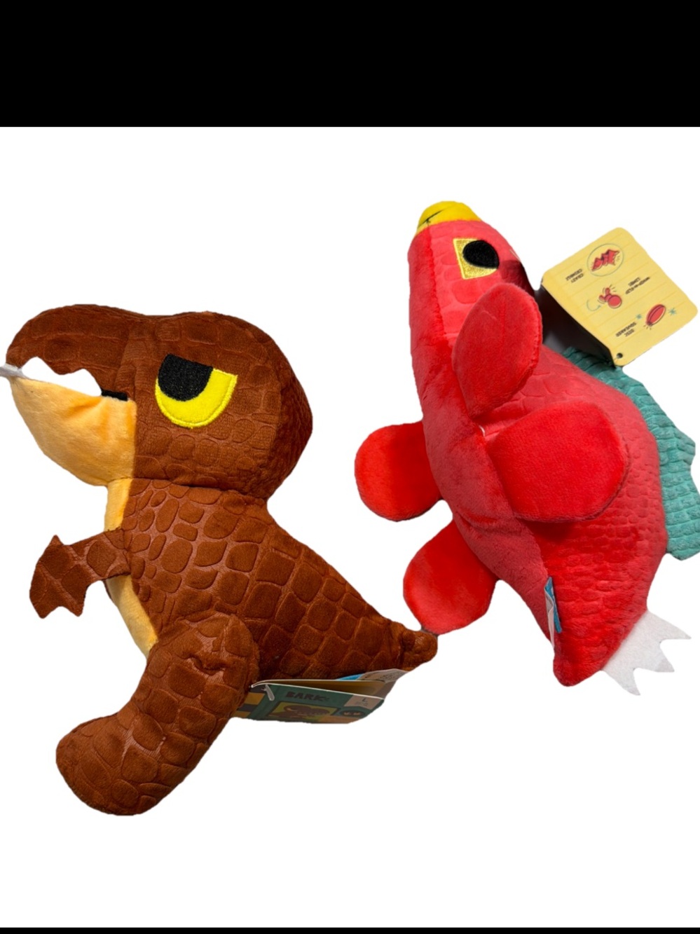 Bark Box Dinosaur dog toys T Rex & Stegosaurus Squeaky Plush Large New With Tags